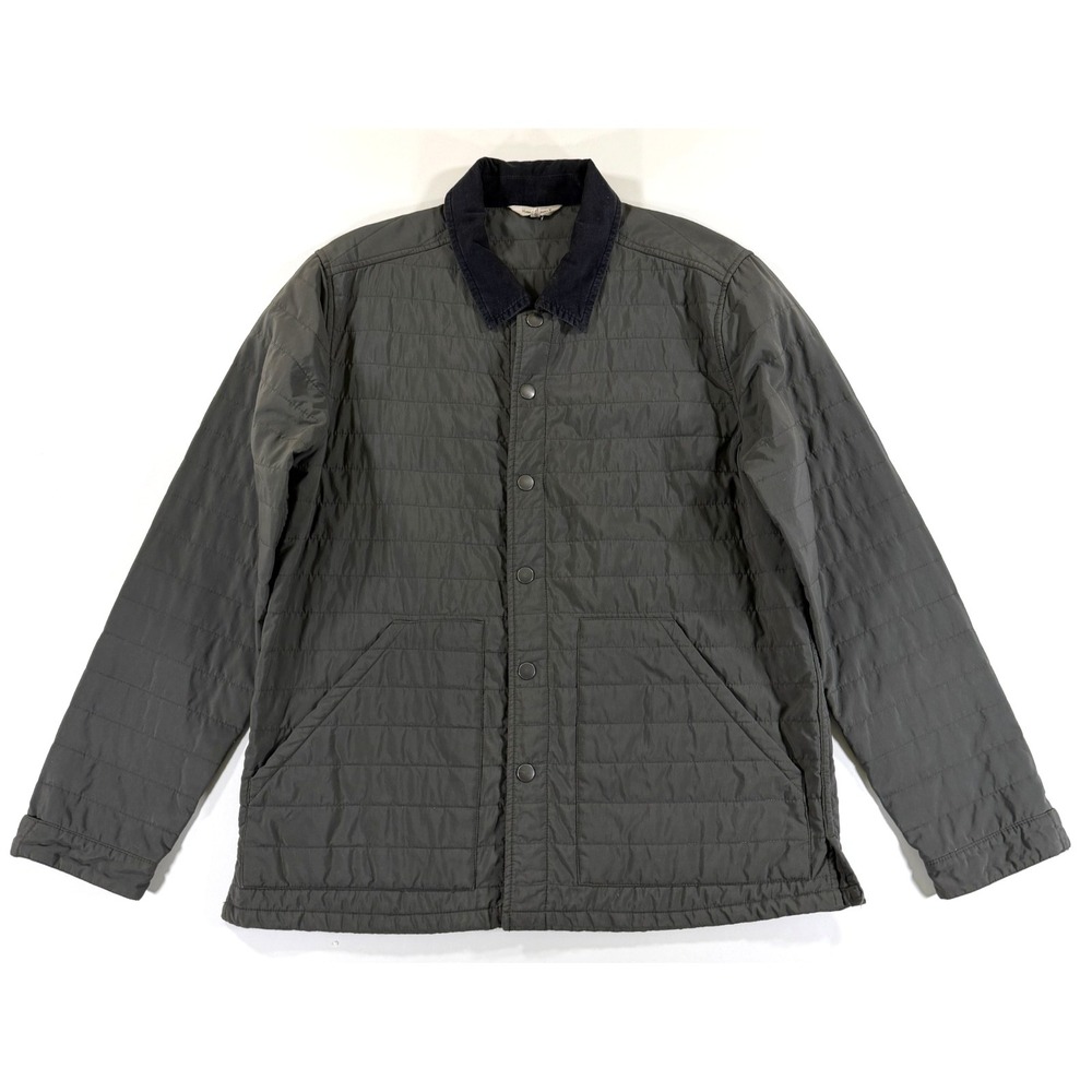 Bridge & Burn Jacket Mens L Green Chore Quilted Packable Corduroy Collar Snap
